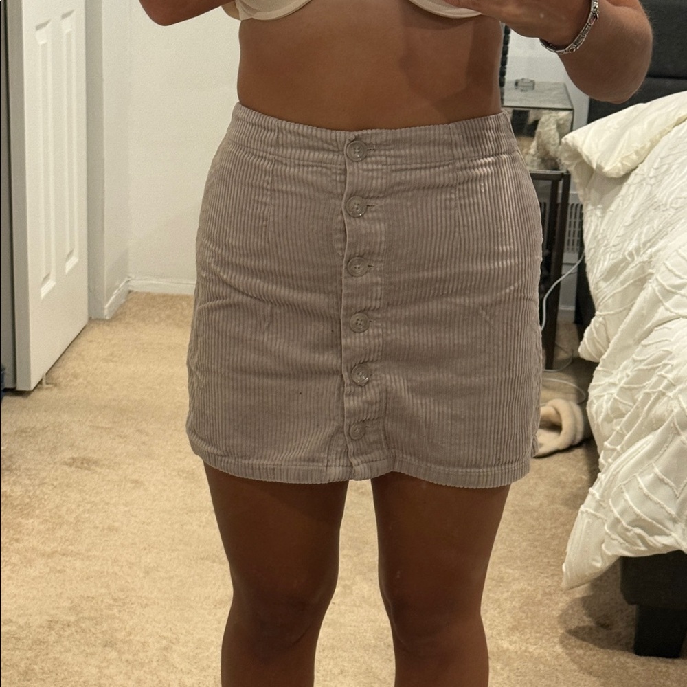 Forever 21 Corduroy Button-Front Mini Skirt - Beige